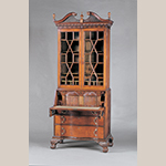 Fig. 14: Desk and bookcase by John Shearer, 1801 (desk) and 1806 (bookcase), Martinsburg, VA (now WV). Walnut and cherry with mulberry, yellow pine, and oak; HOA: 106-1/8”, WOA: 45”, DOA: 24-1/2”. MESDA Acc. 2979.