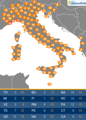 Temperature Massime Venerdi 27 Dicembre