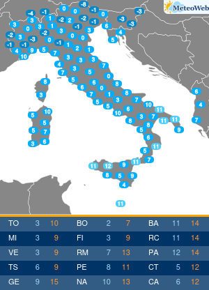 Temperature Minime Giovedi 26 Dicembre