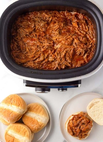 slow cooker pulled pork in the slow cooker