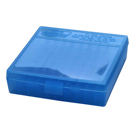 Flip Top 100 Round Ammo Box 9mm,380 ACP Clear-Green /Blue