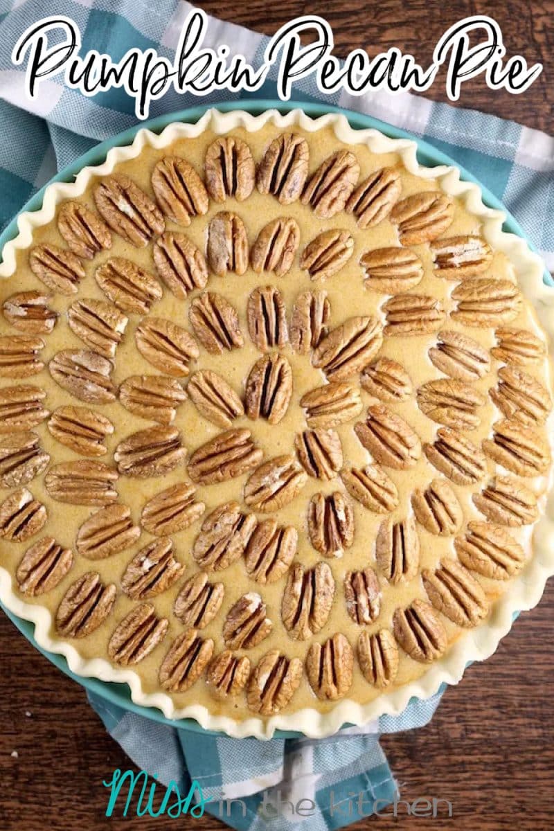 Pumpkin pecan pie unbaked.