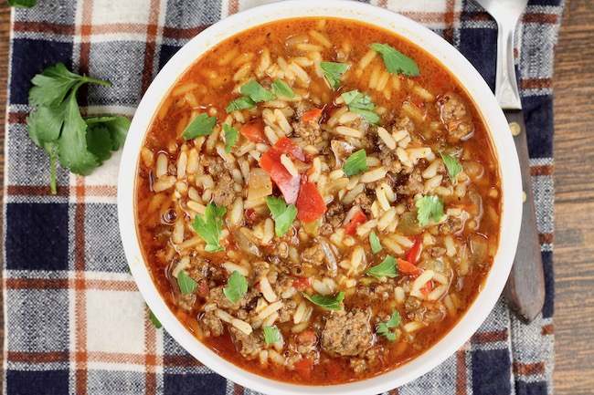 Easy recipe for Stuffed Pepper Soup 