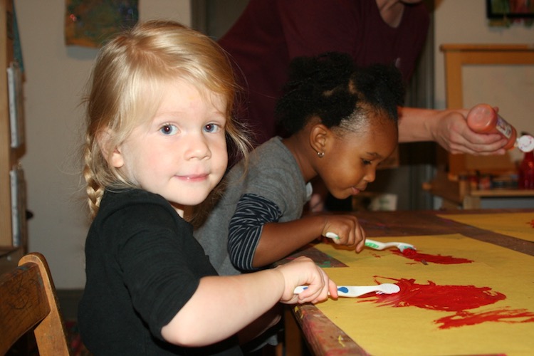 Kids painting at Detroit Parent Collaborative