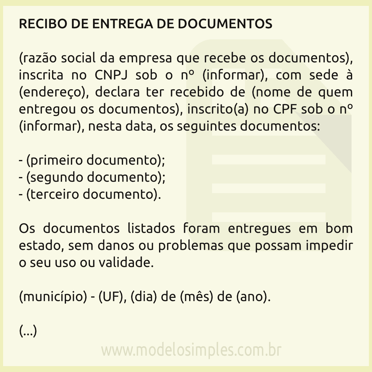 Recibo De Entrega De Documentos Simples Word - Image to u