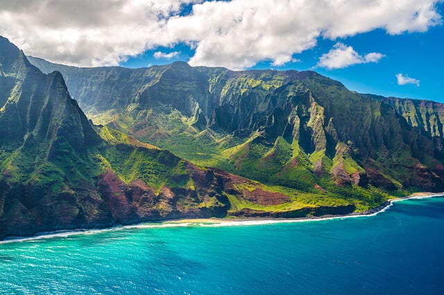 View on Napali Coast on Kauai island on Hawaii