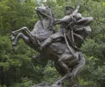 Metal Horse & Rider Sculpture