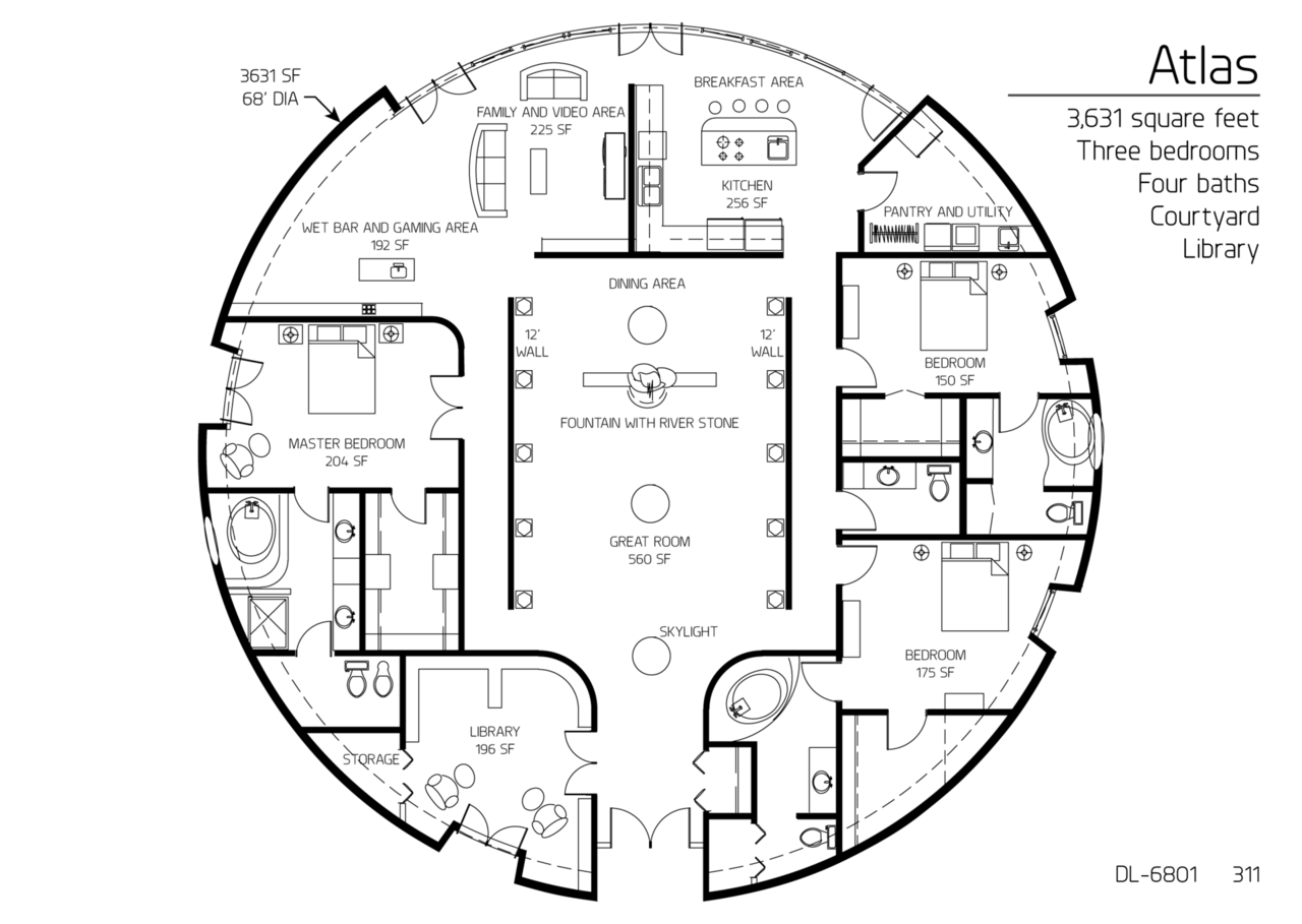 Floor Plan DL6801 Monolithic Dome Institute