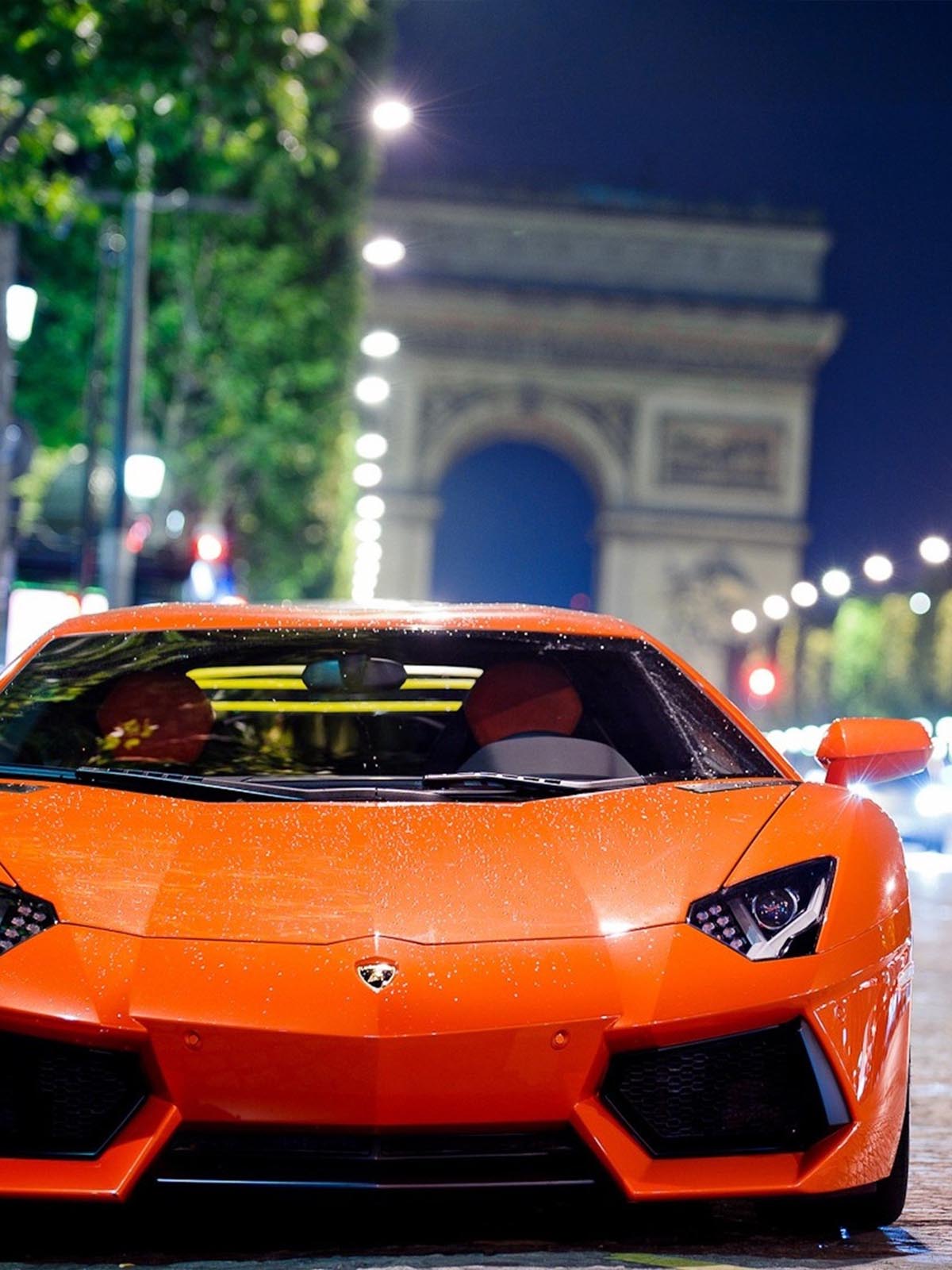 Orange Lamborghini Aventador Supercar 4K Ultra HD Mobile Wallpaper