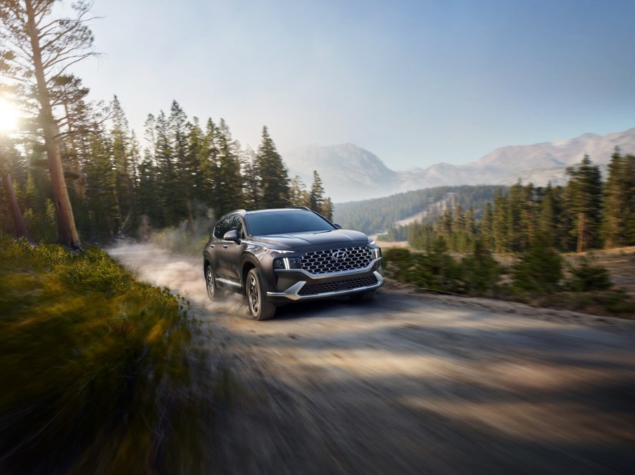 2022 Hyundai Santa fe on a dirt road