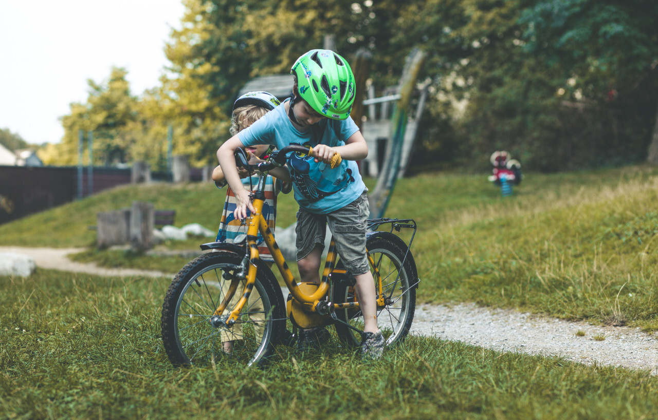 Little boy on a bicycle