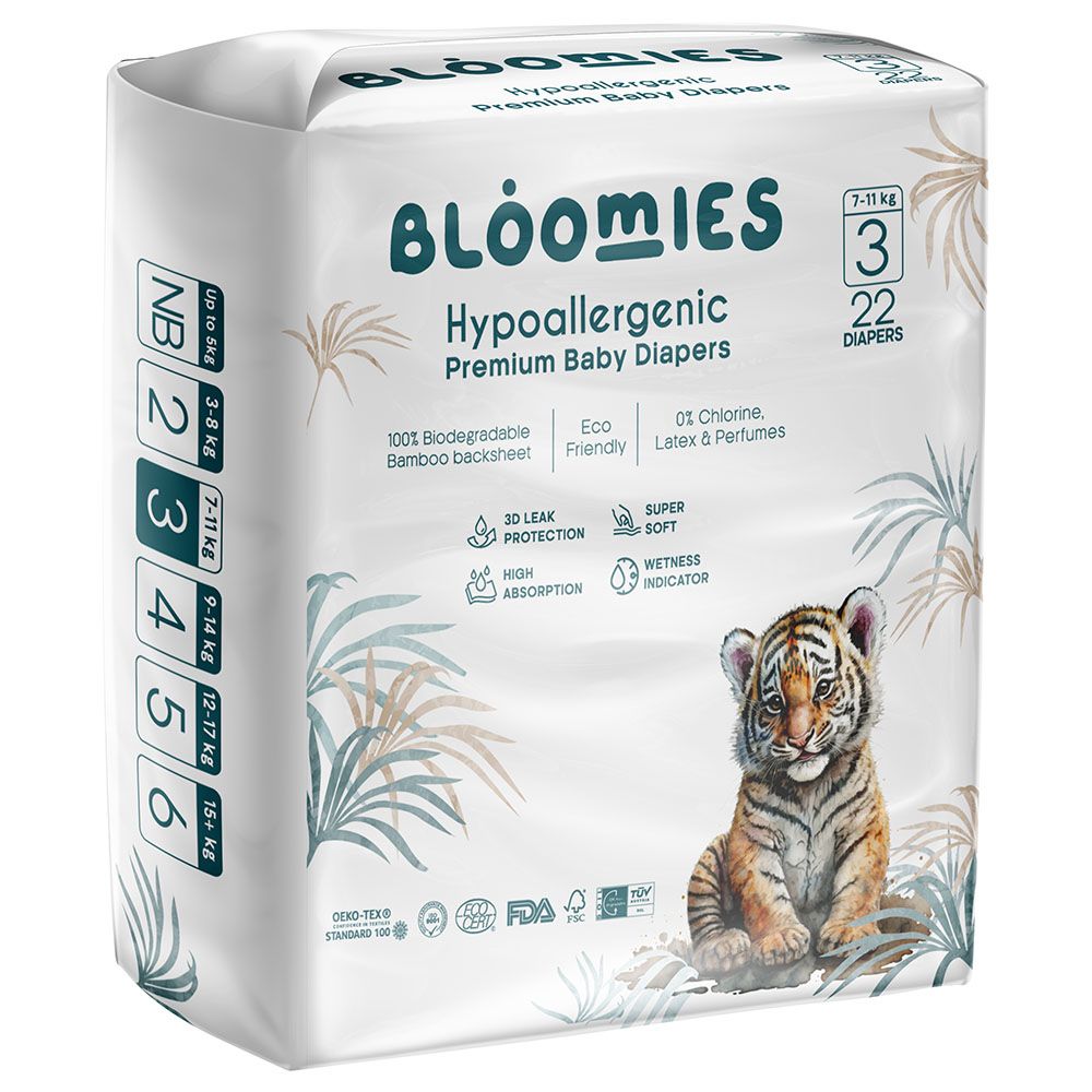 Bloomies - Premium Baby Diapers - 7-11 kg - Size 3 - 22pcs