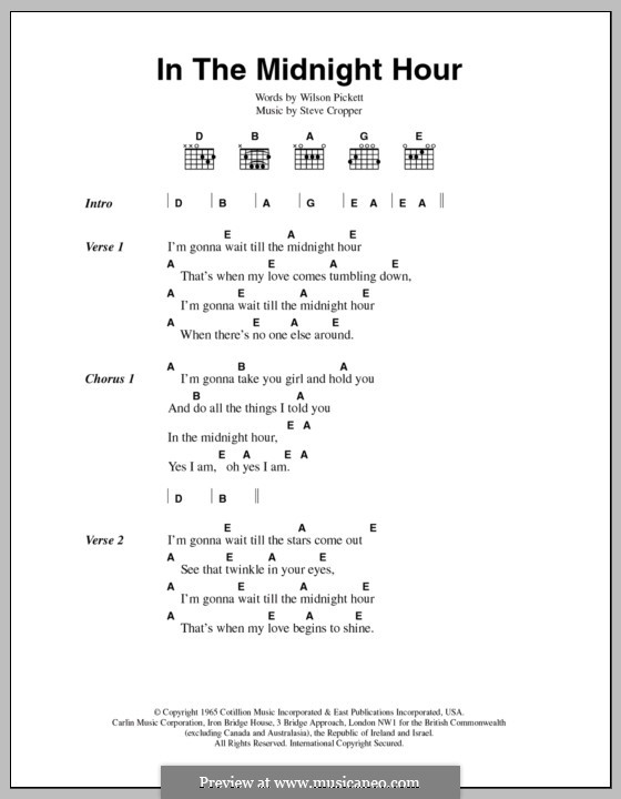 In the Midnight Hour: Lyrics and chords by Steve Cropper, Wilson Pickett