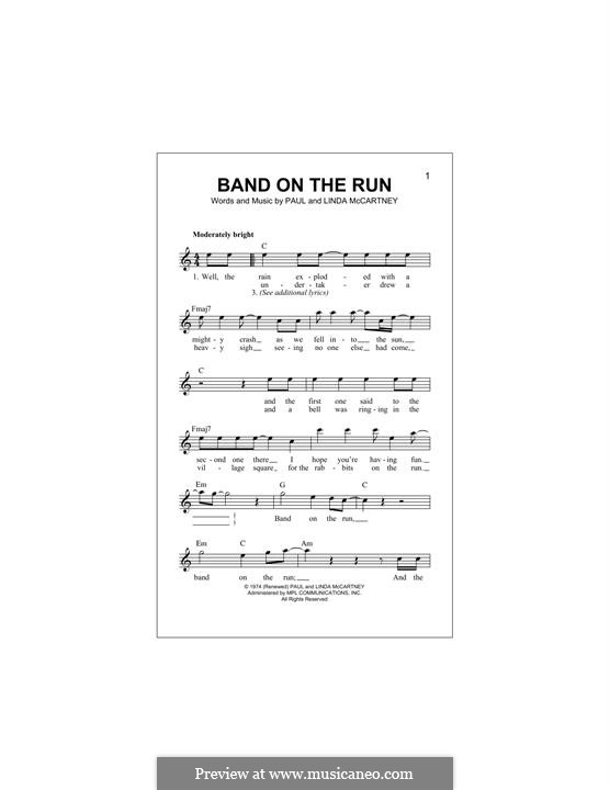 Band on the Run (Wings): Melody line by Linda McCartney, Paul McCartney