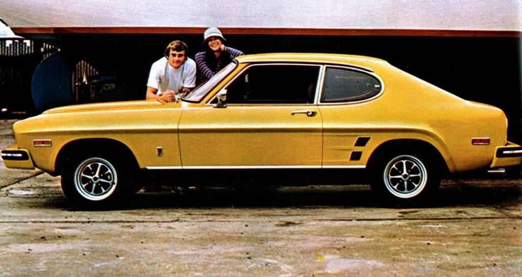 1970 Ford Capri (as it was marketed in Europe) sales brochure image.