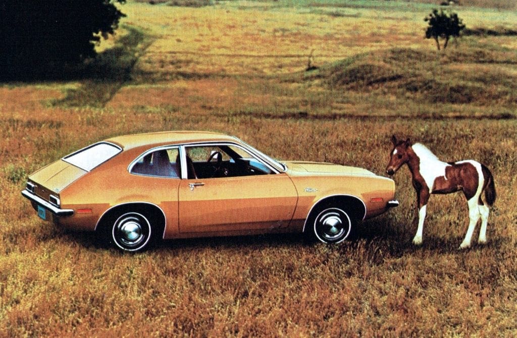 Early advertisement for the 1971 Ford Pinto. Is it any wonder that the new Pinto was pictured next to a Colt (a "baby Mustang"??)