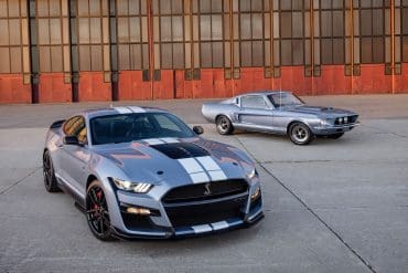 Modern 2022 Heritage Edition GT500 Along Side 1967 GT 500