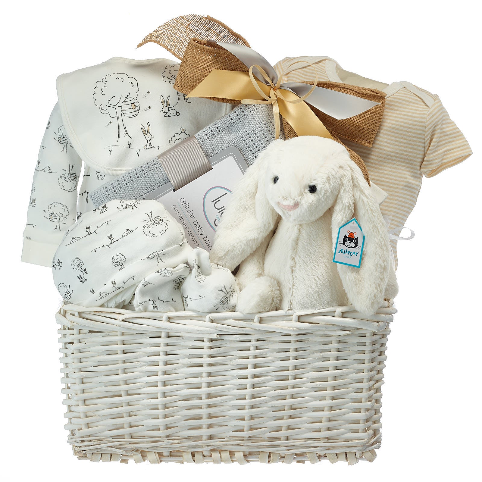 Neutral Baby Gift With Flowers - MY BASKETS