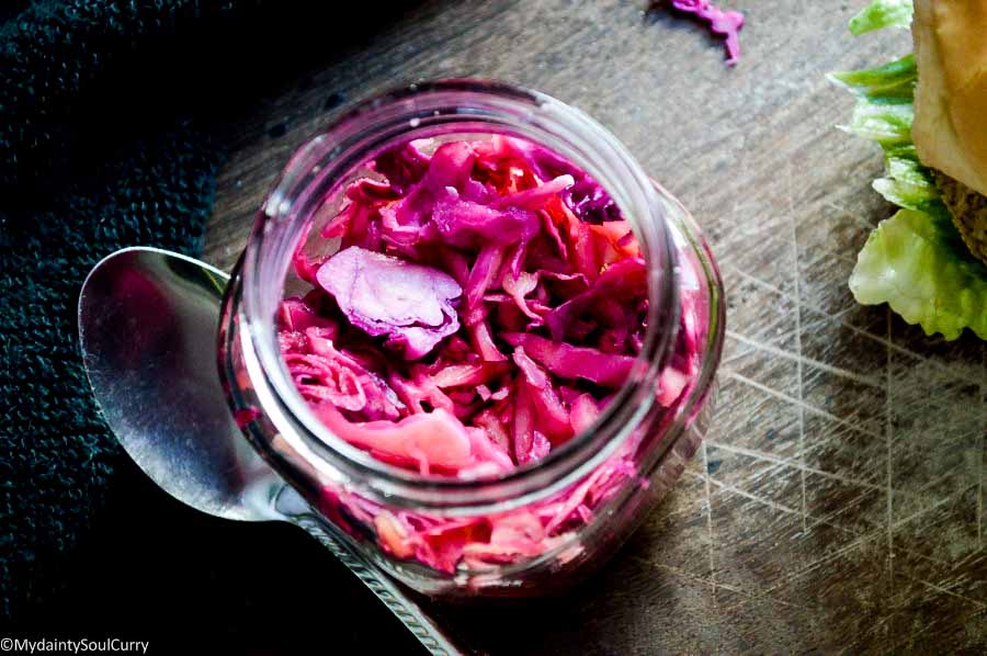 spicy lentil veggie pickled cabbage