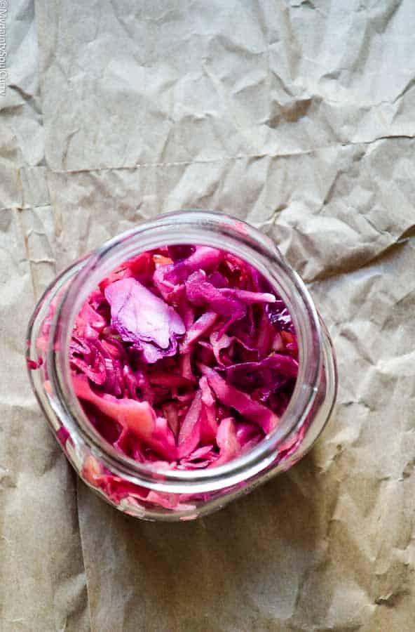 spicy lentil veggie burger pickled cabbage