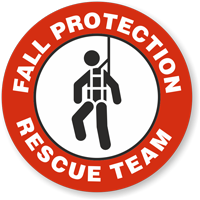 Fall Protection Rescue Team Hard Hat Decals Signs, SKU: HH-0541