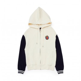 BT21 TATA WHITE BODY-BLACK SLEEVE ARTWORK HOODED ZIP-UP