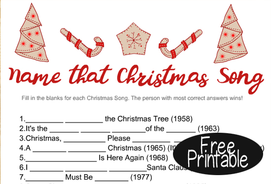 Free Printable Name that Song Christmas Game