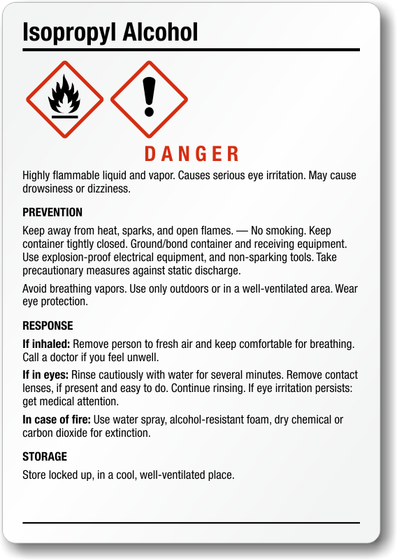 Isopropyl Alcohol Ghs Label