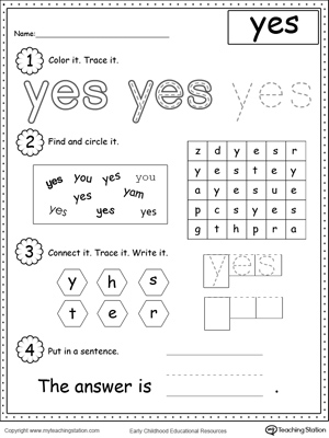 Learning Sight Word YES | MyTeachingStation.com