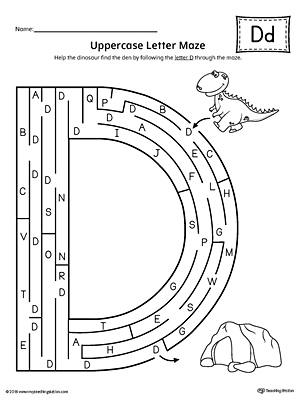 Uppercase Letter D Maze Worksheet