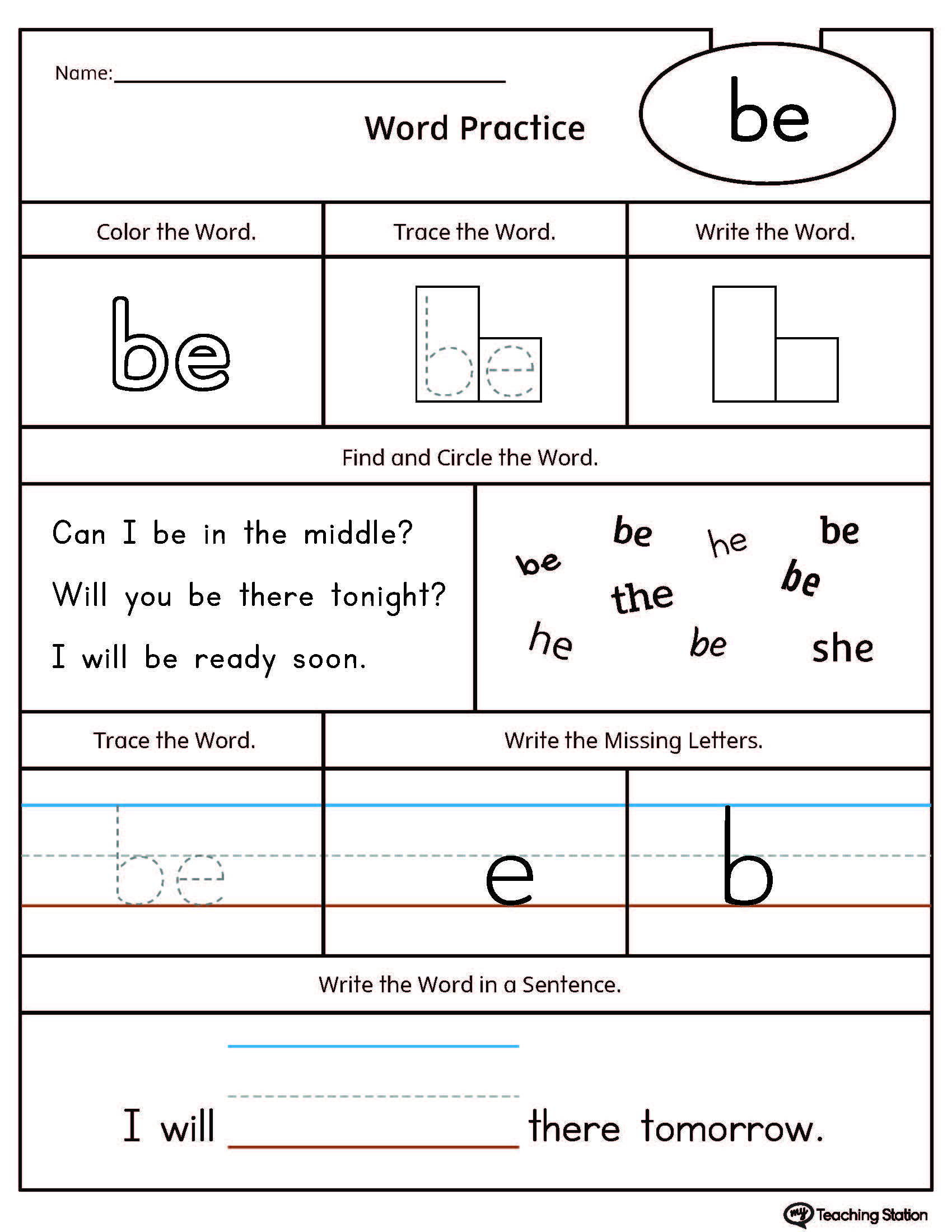 High Frequency Words Practice Worksheets