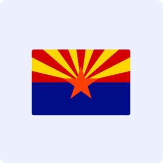 Arizona State Flag with a light bluish-purple background.