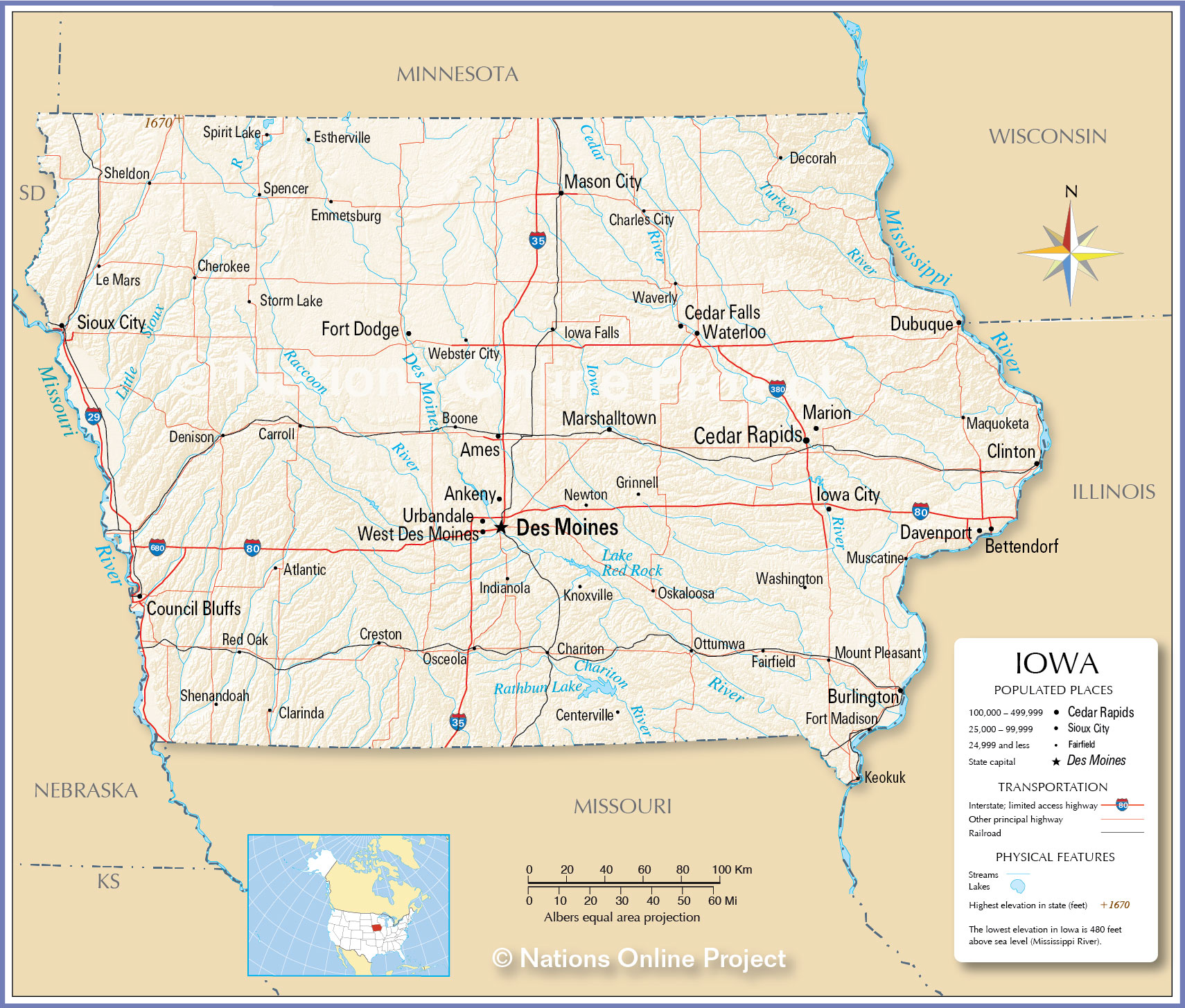 Map Of Iowa Landmarks