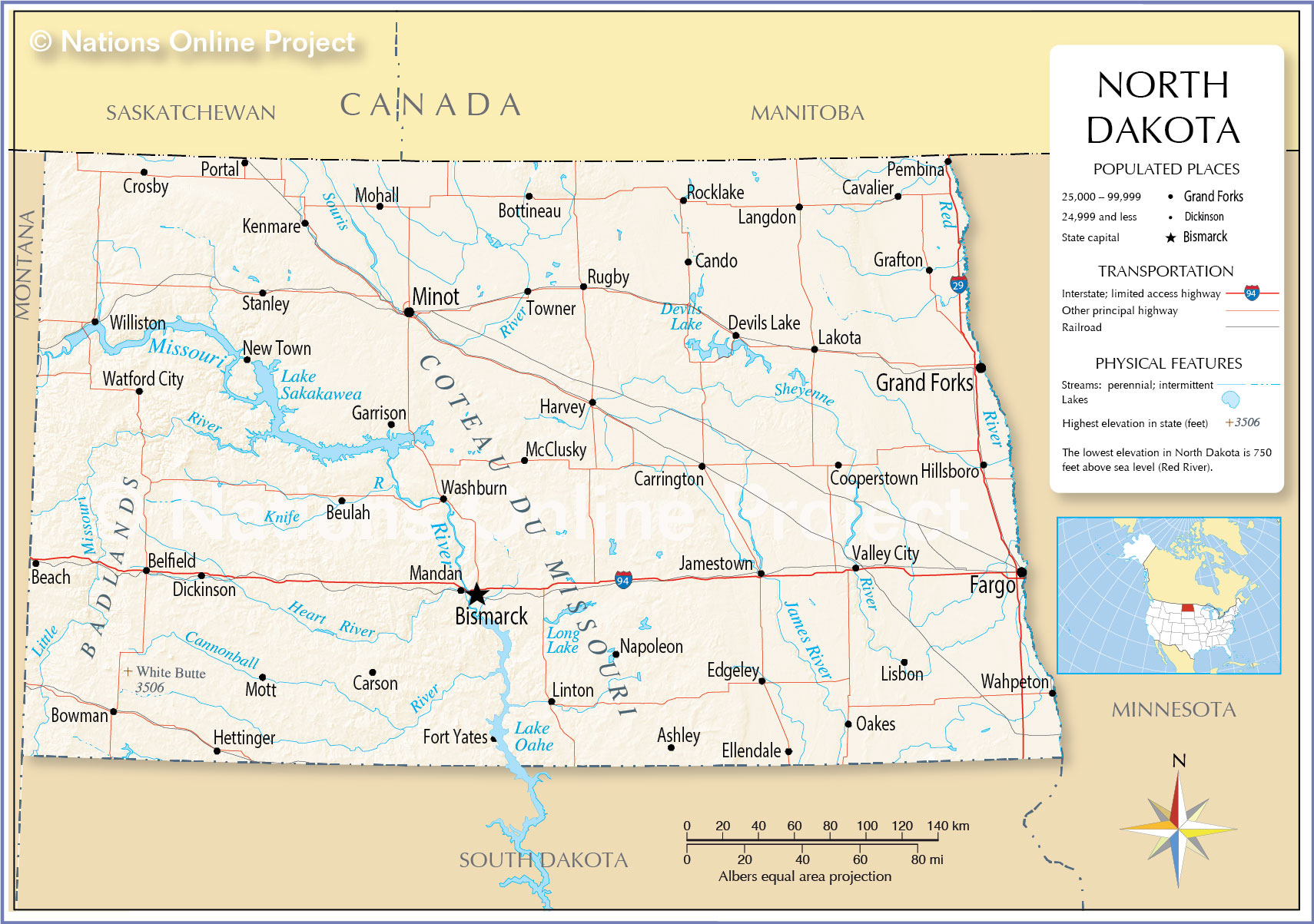 Map Of North Dakota With Cities And Towns - Loree Ranique