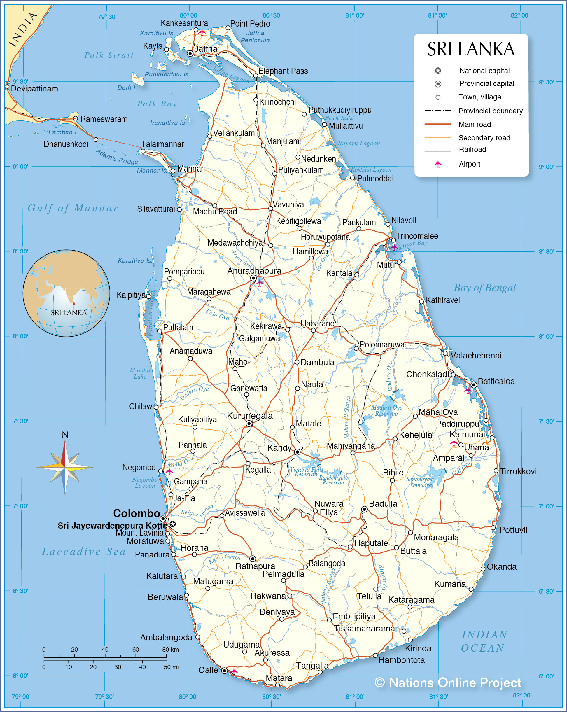 Political Map Of Sri Lanka Nations Online Project - Riset