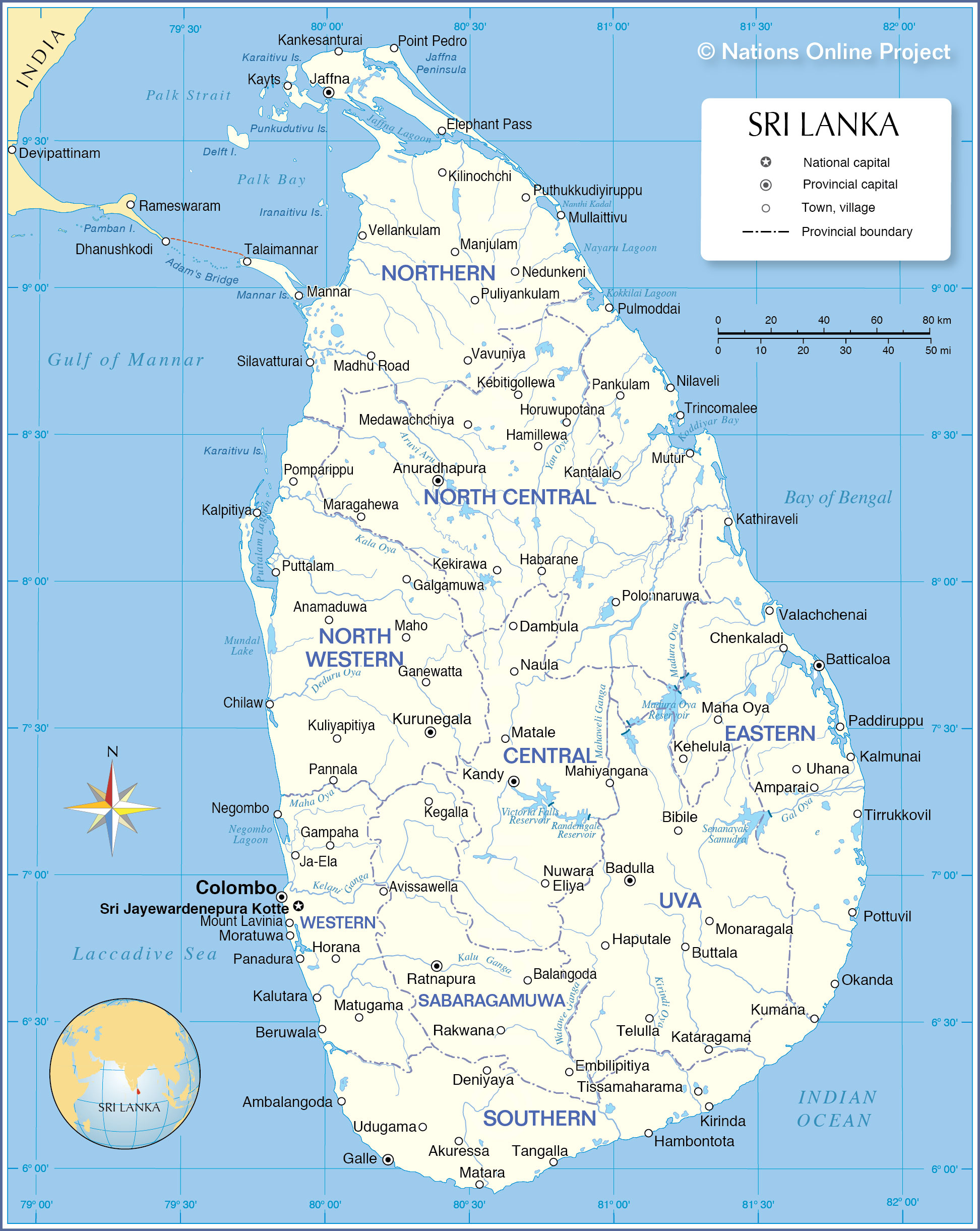 Large Detailed Political And Administrative Map Of Sri Lanka With Roads ...