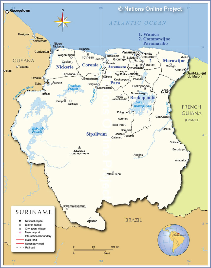 Suriname Political Map