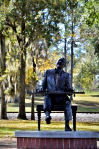 Ray Charles statue - he is on piano bench playing a keyboard