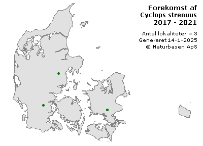 Cyclops strenuus - udbredelseskort