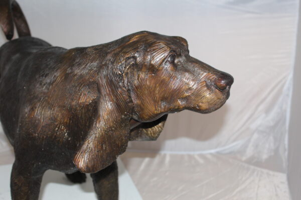 Hound dog Bronze Statue -  Size: 38"L x 12"W x 26"H.