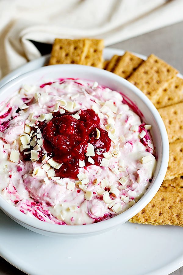 White Chocolate Raspberry Cheesecake Dip | Sweet Dip Recipes