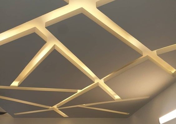 L-Shape Hall False Ceiling Design