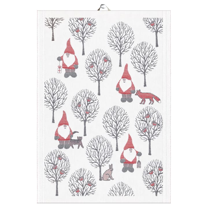 Tomteliv kitchen towel 35x50 cm - grey-red - Ekelund Linneväveri