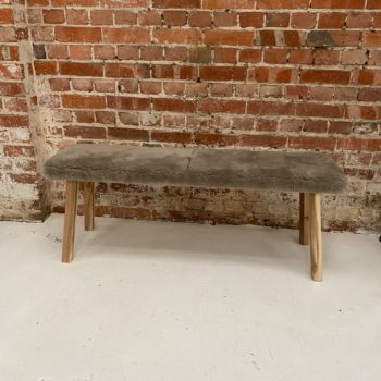 Warm grey shearling sheepskin bench