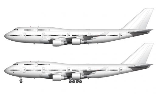 Boeing 747-400 with Pratt & Whitney engines side view