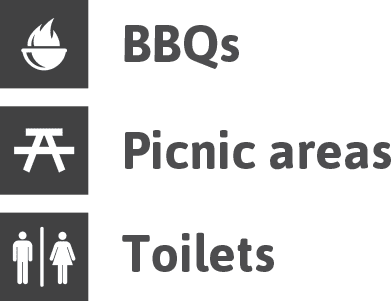 BBQs, picnic areas and toilets.