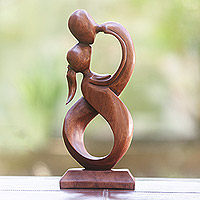 Wood sculpture, 'Kiss Me' - Wood sculpture