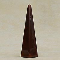 Agate gemstone sculpture, 'Mysterious Obelisk' - Natural Agate Gemstone Sculpture in Brown from Brazil