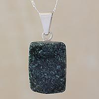 Jade pendant necklace, 'Maya Empress' - Sterling Silver Pendant Jade Necklace