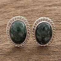 Jade stud earrings, 'Dark Mystique' - Jade stud earrings